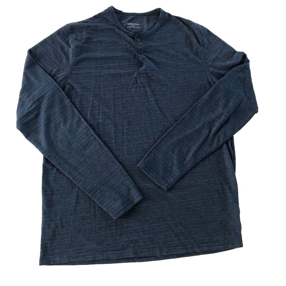 Crown & Ivy Men’s Long Sleeve Henley Blue Size XXL